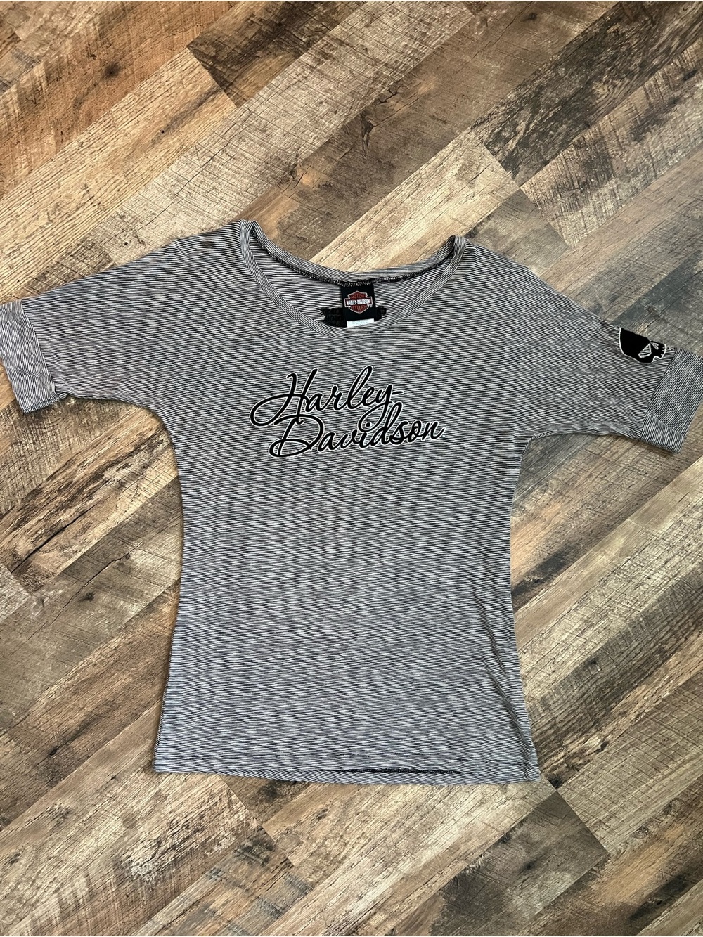 Harley-Davidson Black and White Heather Script Logo Tee